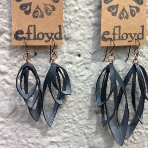 Recycled Bicycle Inner-tube Bias Cut Earrings