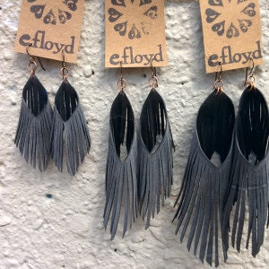 Recycled Bicycle Inner-tube Fringe Cut Earrings